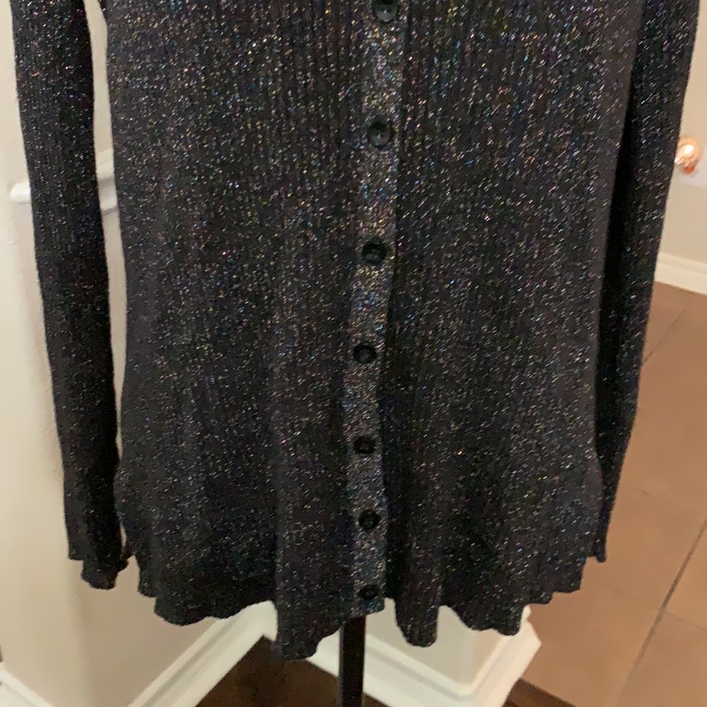 George Black Multi Colored Metallic Button Down C… - image 4